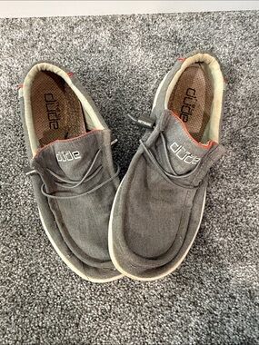 Hey Dude Men's Charcoal Gray Casual Slip-On Shoes with Red Trim